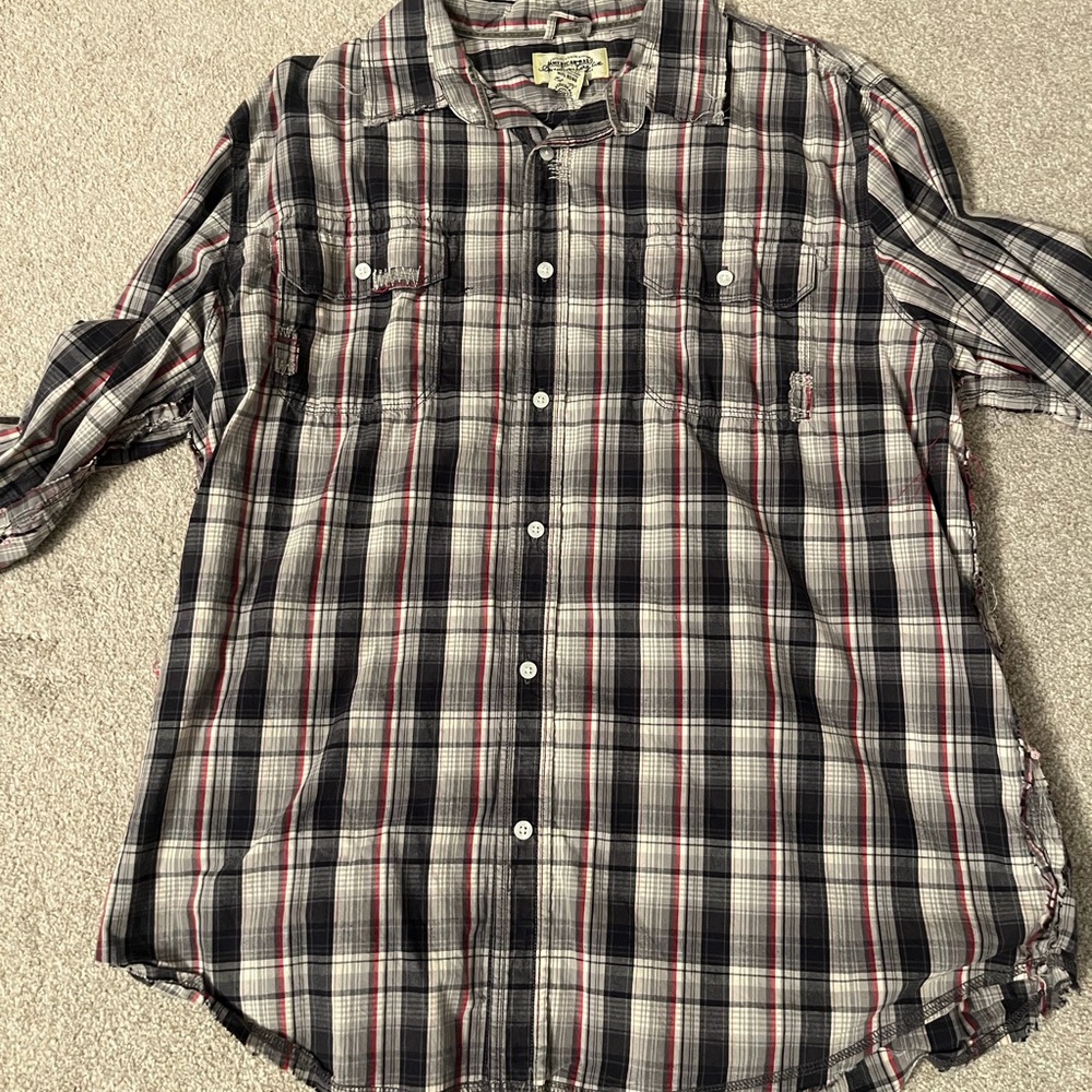 American Rag Black and Red Plaid Casual Shirt